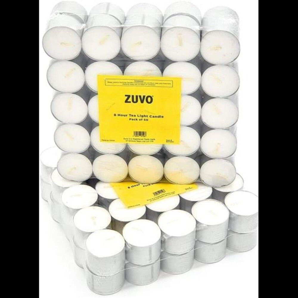 8 Hour Tea Lights Candles (50 Pack) - White Long Lasting Tea Lights -Smokeless